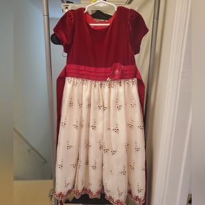 Girl's Holiday Floral Burgundy Dress